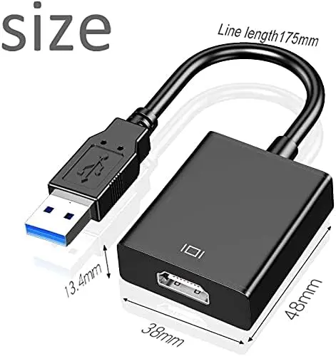 Adaptateur, Convertisseur USB 3.0-2.0 vers HDMI, câble vidéo HD 1080p pour PC, PC Portable, HDTV compatible avec Windows4.webp