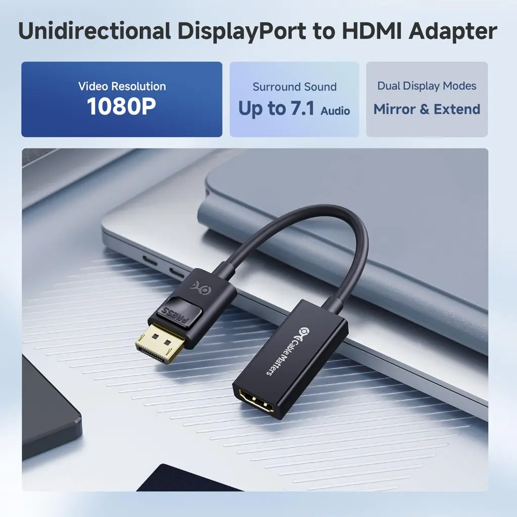 Adaptateur DisplayPort Vers HDMI Câble Convertisseur Avec Audio2.webp