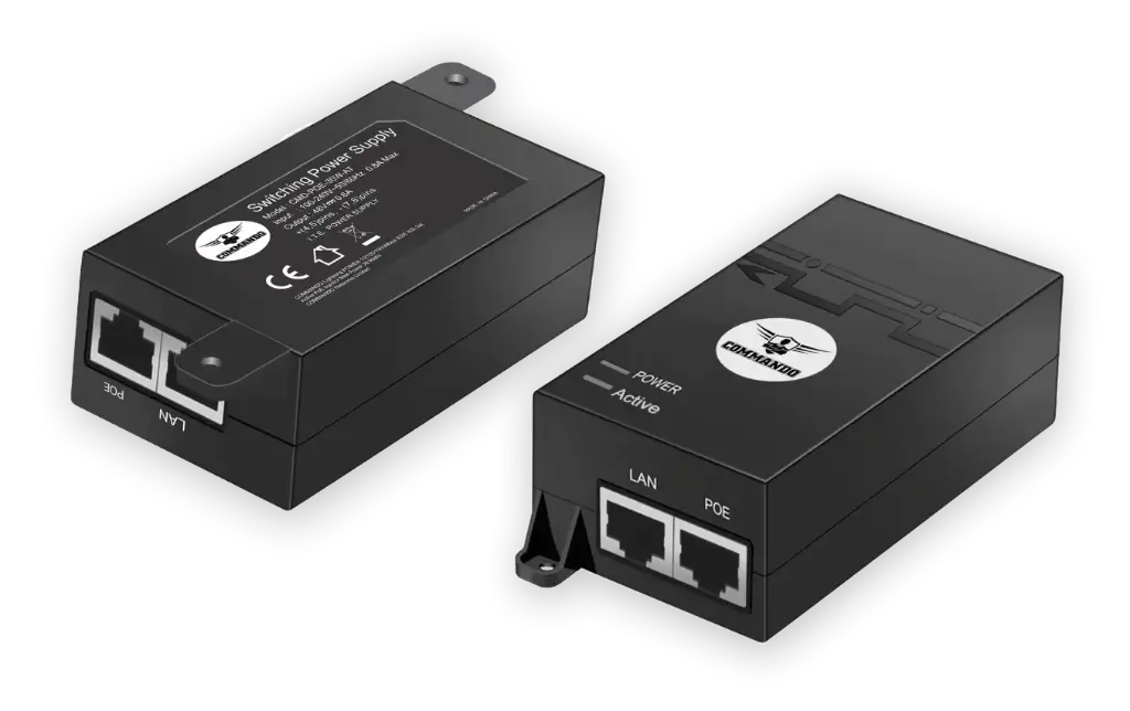 ADAPTATEUR (injecteur) POE/RJ45 COMMANDO 48V 0,32 A