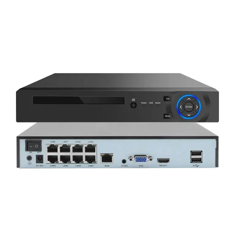 ENREGISTREUR NVR PoE 8CH 4K H.265 Plug and Play avec sortie 8 ports DC48V